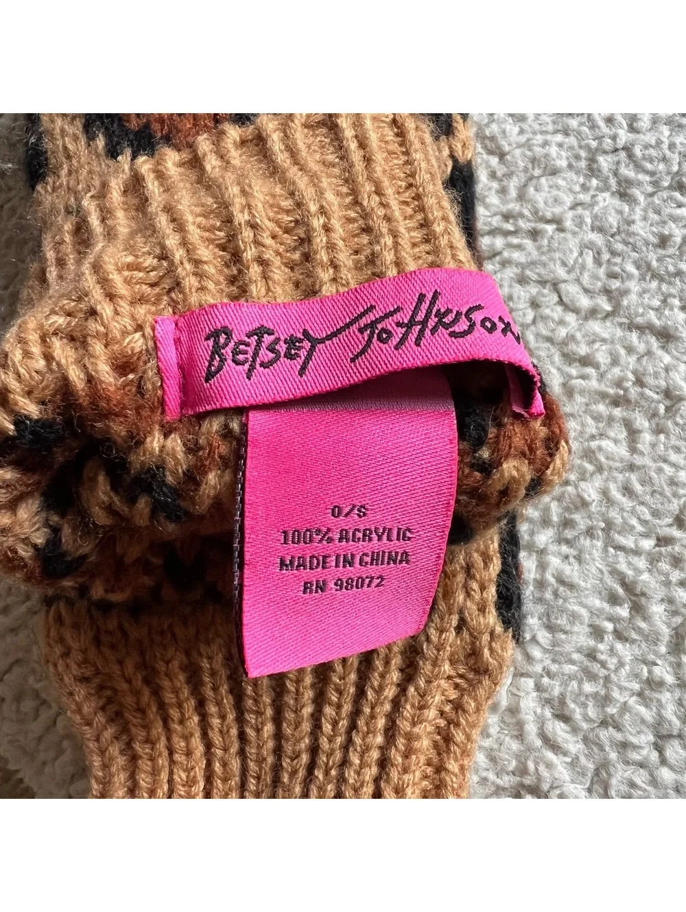 Betsey Johnson Leopard Print Fingerless Gloves